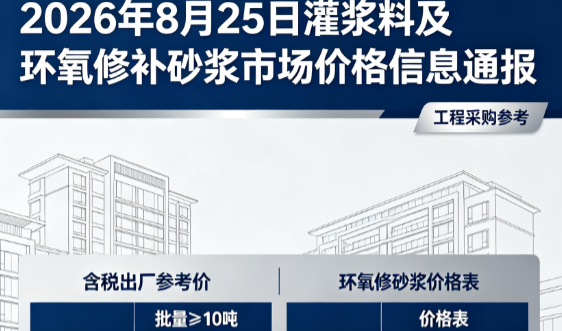 龙江镇2026年8月25日灌浆料及环氧修补砂浆市场价格信息通报